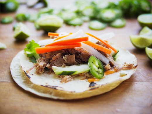 vietnamese pulled pork tacos